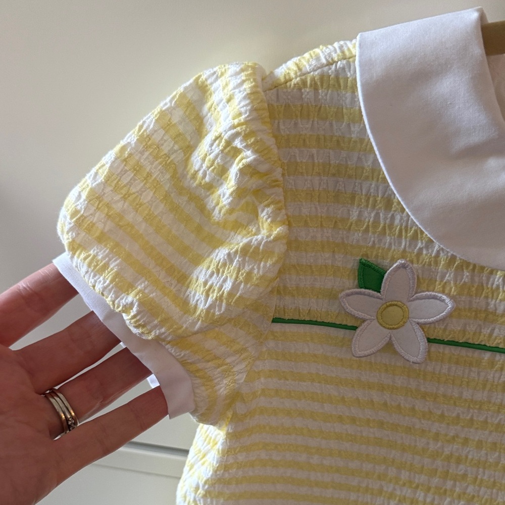 NWOT Florence Eiseman Yellow Seersucker Dress with White Peter Pan Collar - Picture 5 of 6